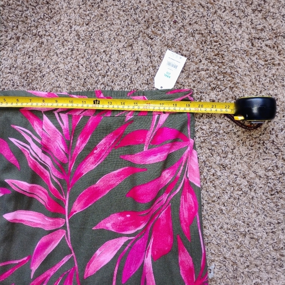 NWT Tropical Leaf Linen Blend Skirt Size 22 , Elastic Waist Holiday Party - Picture 4 of 4